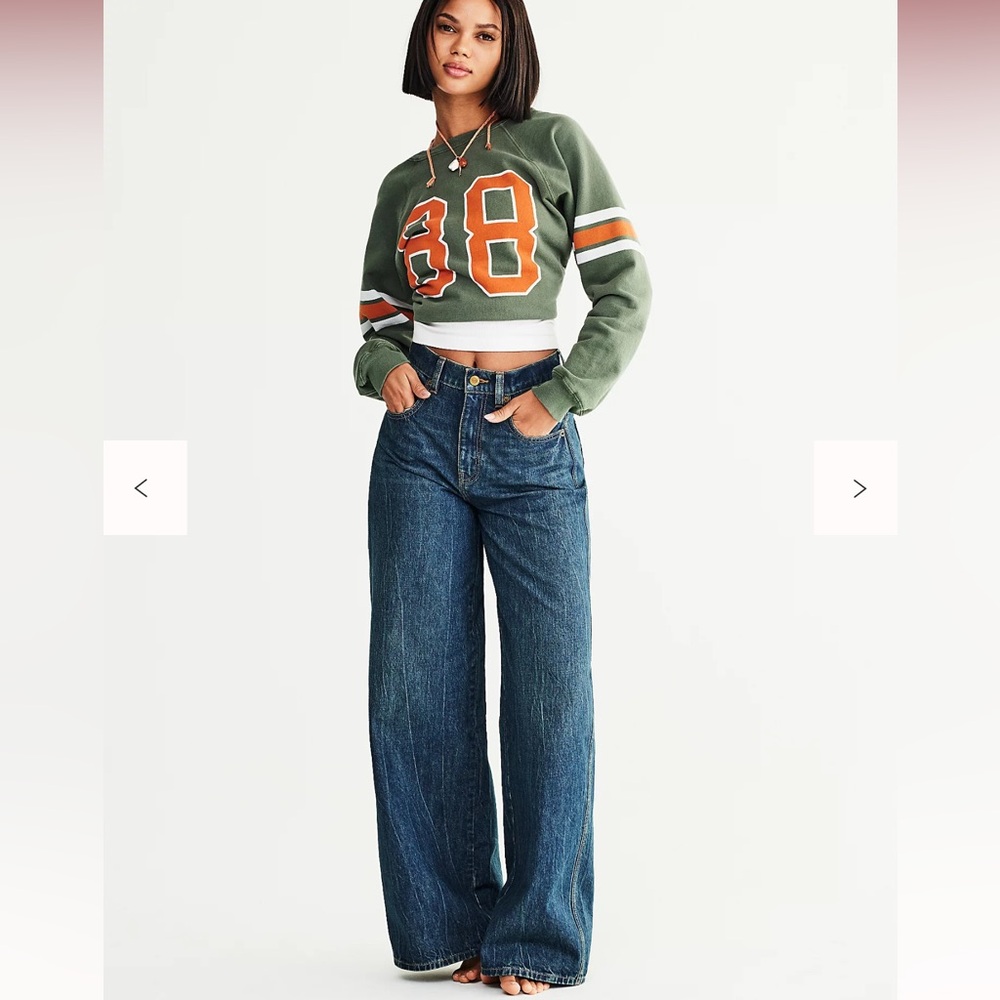 We The Free Blue and Tan Denim Jeans